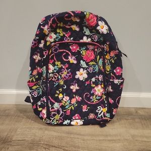 NWOT Vera Bradley Backpack Navy Ribbons Pattern Retired 2012